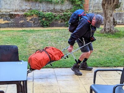 My Camino Day August 24 2022 included watching one of the other fellows leave using his interesting cart