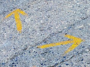 Painted arrows on pavement