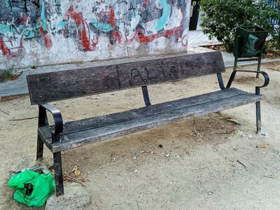 My Camino Day getting there in 2021 included a nap on this park bench