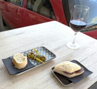 My Camino Day dinner 8/3 was two pintxos and some vino tinto